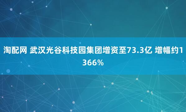 淘配网 武汉光谷科技园集团增资至73.3亿 增幅约1366%