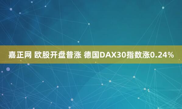 嘉正网 欧股开盘普涨 德国DAX30指数涨0.24%